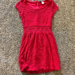 Red Lace Skater Dress